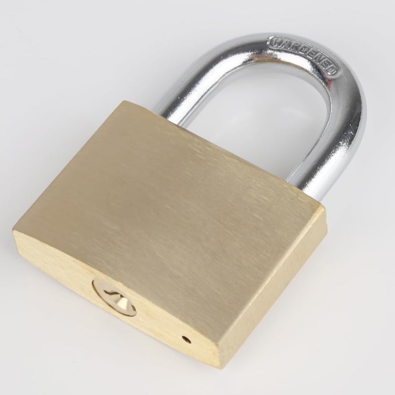 Fuaxat Solid Brass Padlock with 3 Keys, 50mm Wide Lock Body High-Security Lock, Weatherproof Heavy Duty Padlock for Sheds, Storage Unit, Outdoor Fence, Gate - Image 3
